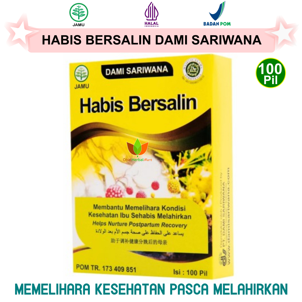 100 PIL HABIS BERSALIN DAMI SARIWANA JAMU OBAT HERBAL KESEHATAN RAHIM SETELAH NIFAS MELAHIRKAN & PEL