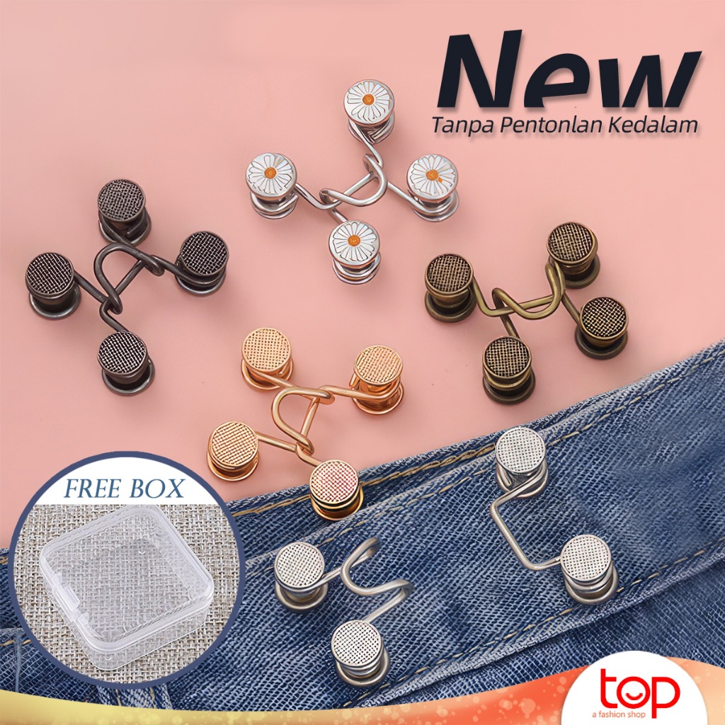 New Kancing Jeans  Tanpa ganjalan dalam Pengecil Pinggang Celana Jeans Model Jarum tidak timbul