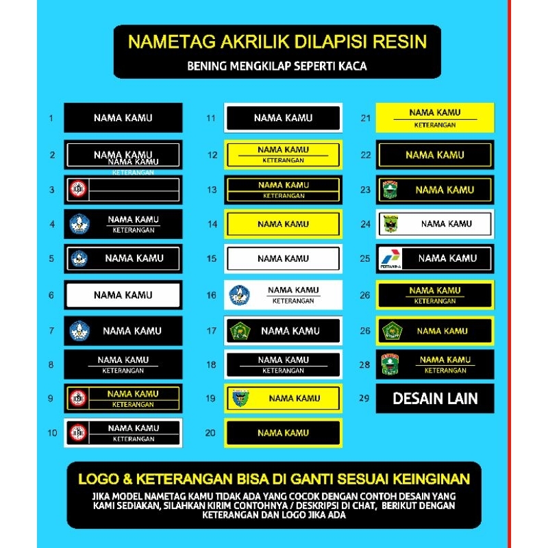 

Nama dada Akrilik | Nametag Custom Mewah Murah