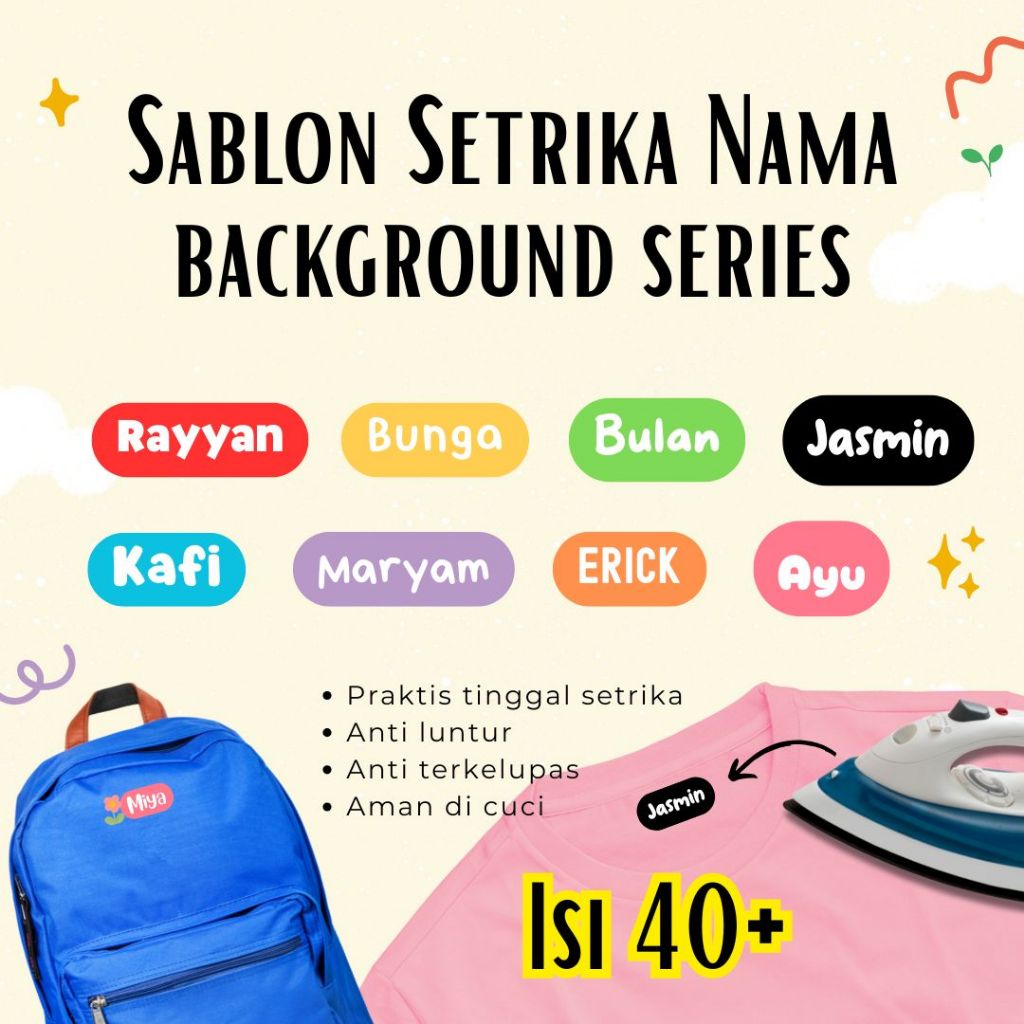 

Sablon Setrika DTF Nama Custon Bg Series isi 40+