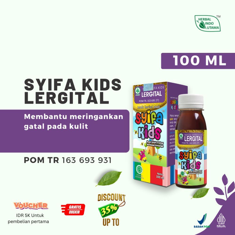 Obat/Ramuan Sirup/Syrup SYIFA KIDS LERGITAL Madu Anak Gatal Alergi Kuidis Kurap Eksim HIU
