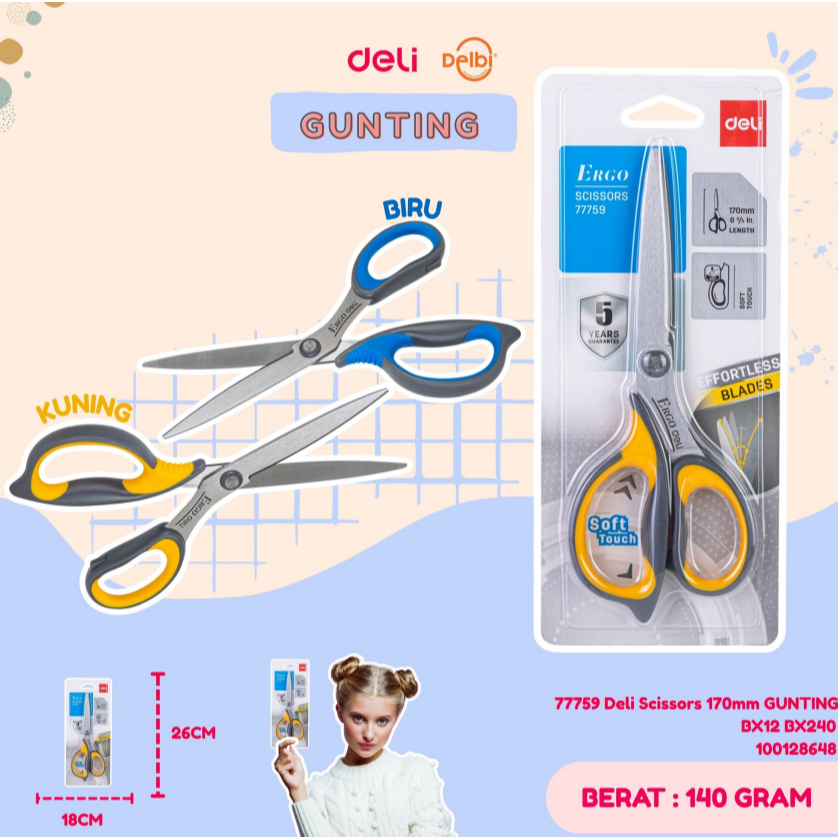 

77759 Deli Scissors 170mm GUNTING 77759 Deli Scissors 170mm GUNTING