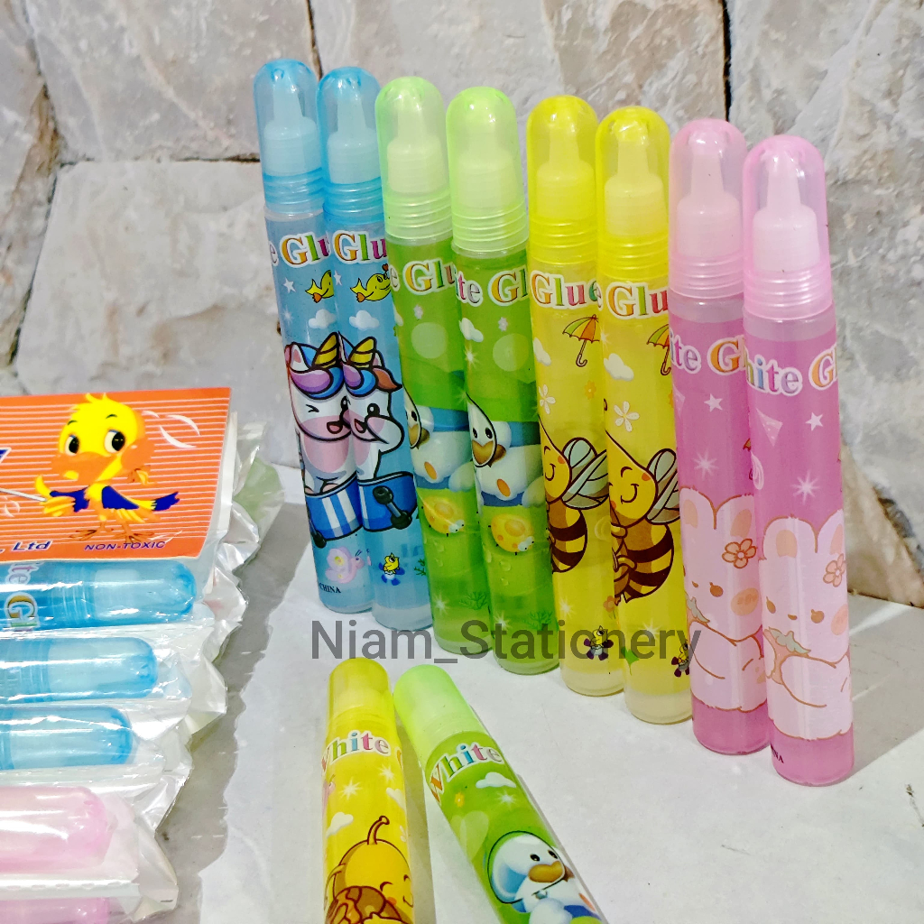 

SATU RENTENG ( 12 PCS ) Glitter Glue Water Glue Lem Stik Cair Lucu Fancy 15ml