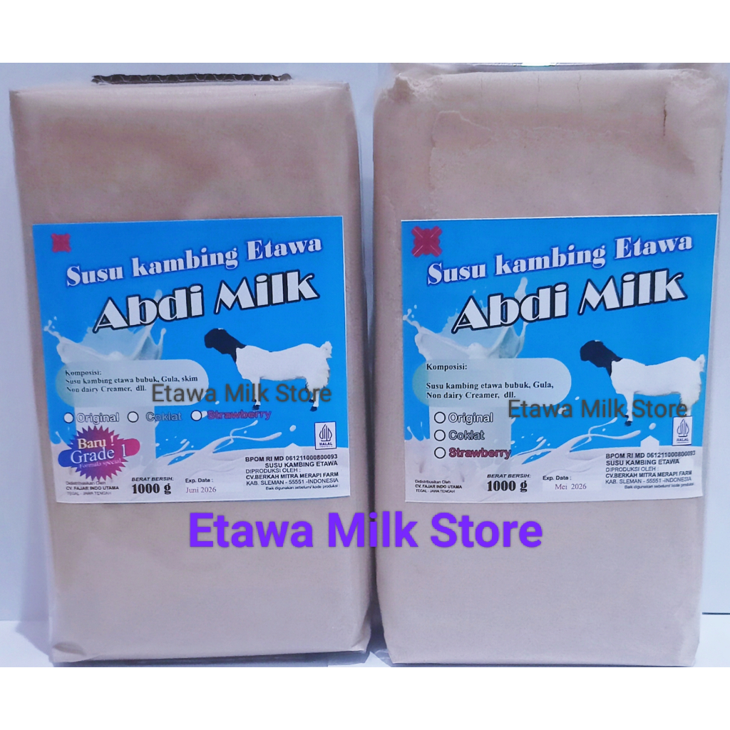 

Susu Kambing Etawa Rasa Coklat Grade 1 & 2 Isi 1kg