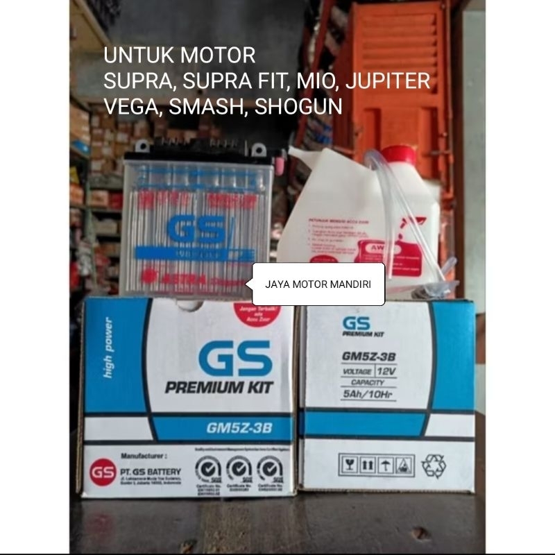 AKI BASAH ORIGINAL GS GM5Z-3B ORIGINAL Motor Supra lama, Mio lama, Jupiter Grand
