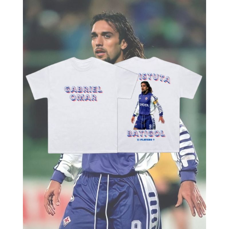 11 Players © - Kaos Bola Batistuta (Gabriel Omar Batistuta) Unisex Premium Cotton T-shirt