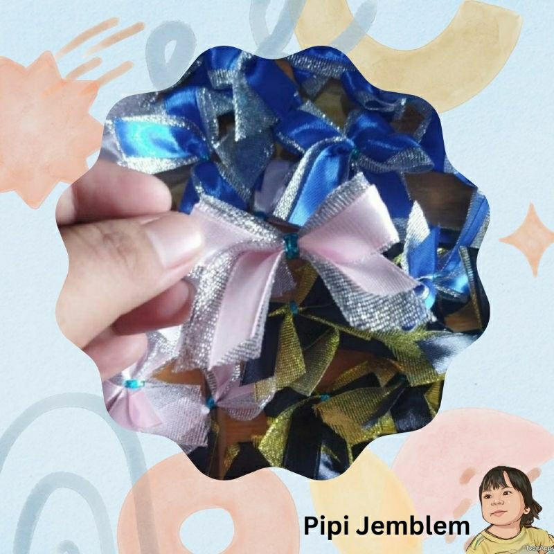 

[100] pita kombinasi satin gliter pita souvenir siap pakai