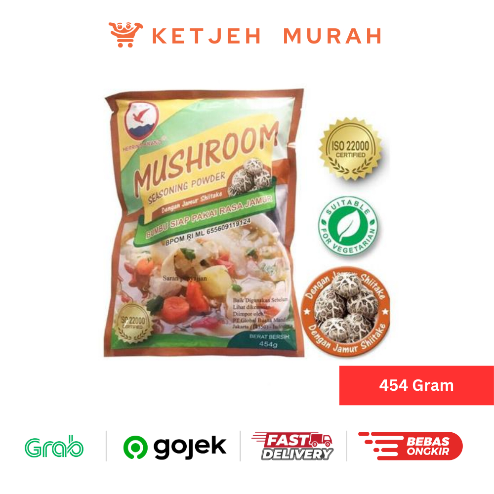 

Herring Kaldu Penyedap Rasa Jamur Shitake Mokoching Mushroom Seasoning Powder 454 Gram