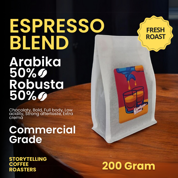 

Kopi Blend Arabika Robusta 50 50 Sangrai Medium 200 gram Cocok untuk Es Kopi Susu Espresso