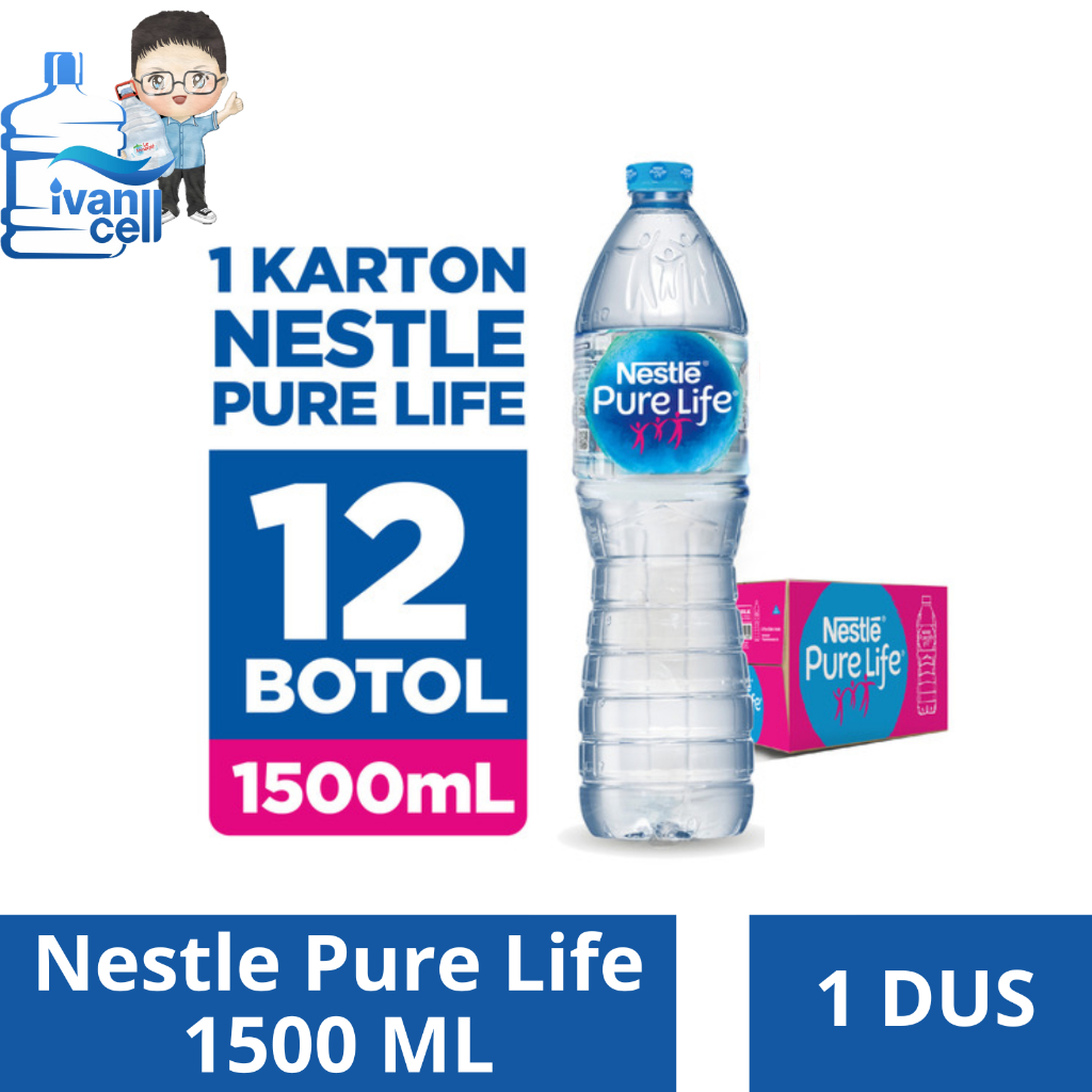 

⚡INSTANT⚡(1 DUS)Nestle Pure Life 1500 ML/ 1,5 L isi (12 BOTOL) - ORIGINAL 100%