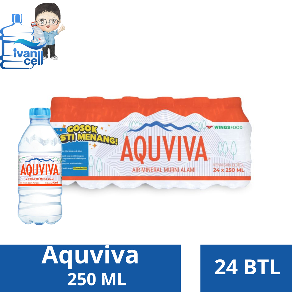 [INSTANT]  (1 PACK) AQUVIVA Mineral Water 250 ML isi (24 BOTOL) - ORIGINAL 100%