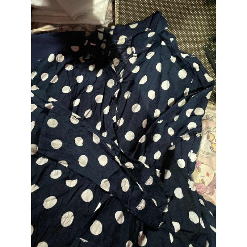 DRESS KOREA WANITA MOTIF POLKADOT PANJANG