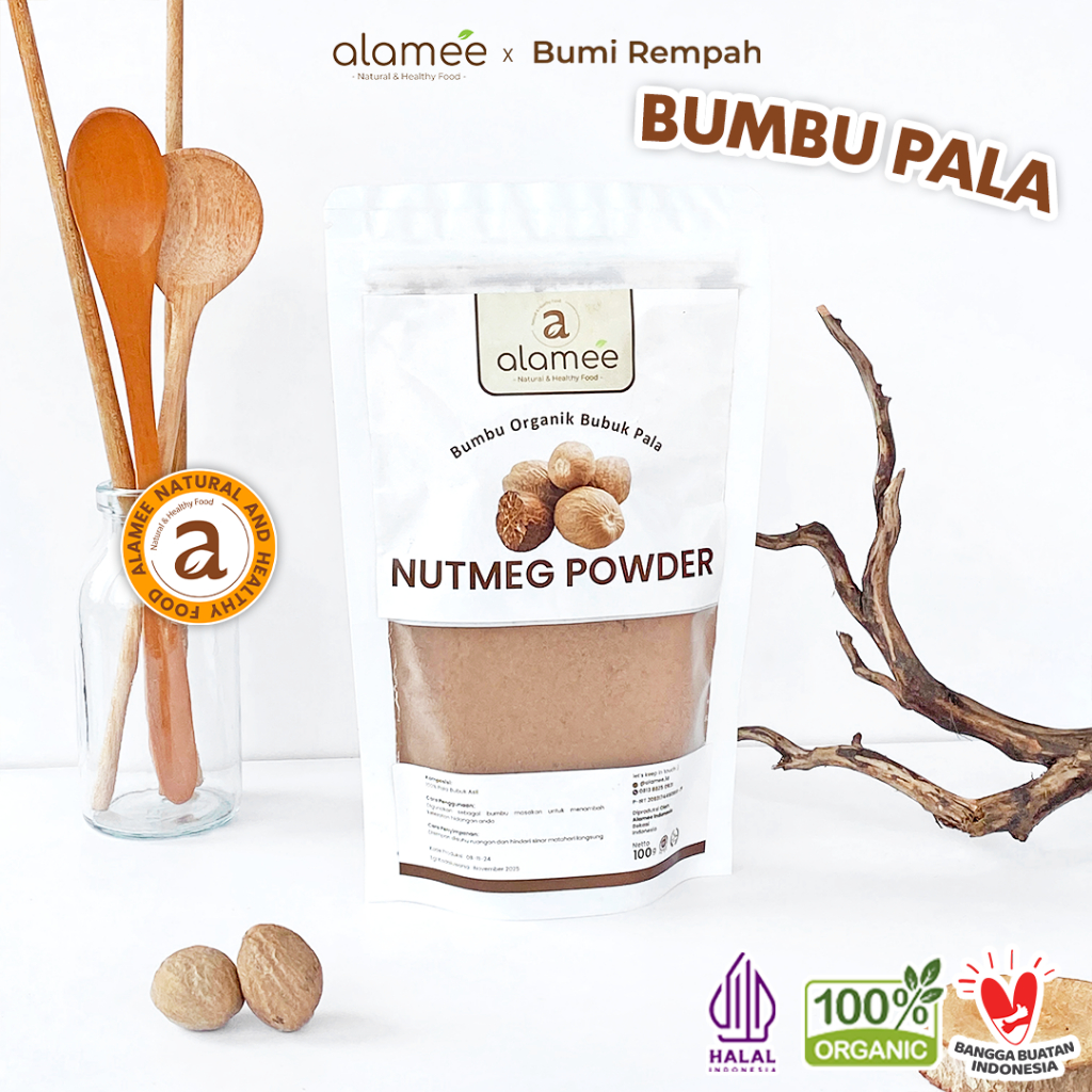 

ALAMEE Bumbu Dapur Pala Bubuk Nutmeg Seasoning Powder Rempah Murni Asli Tanpa Campuran Organik 100g