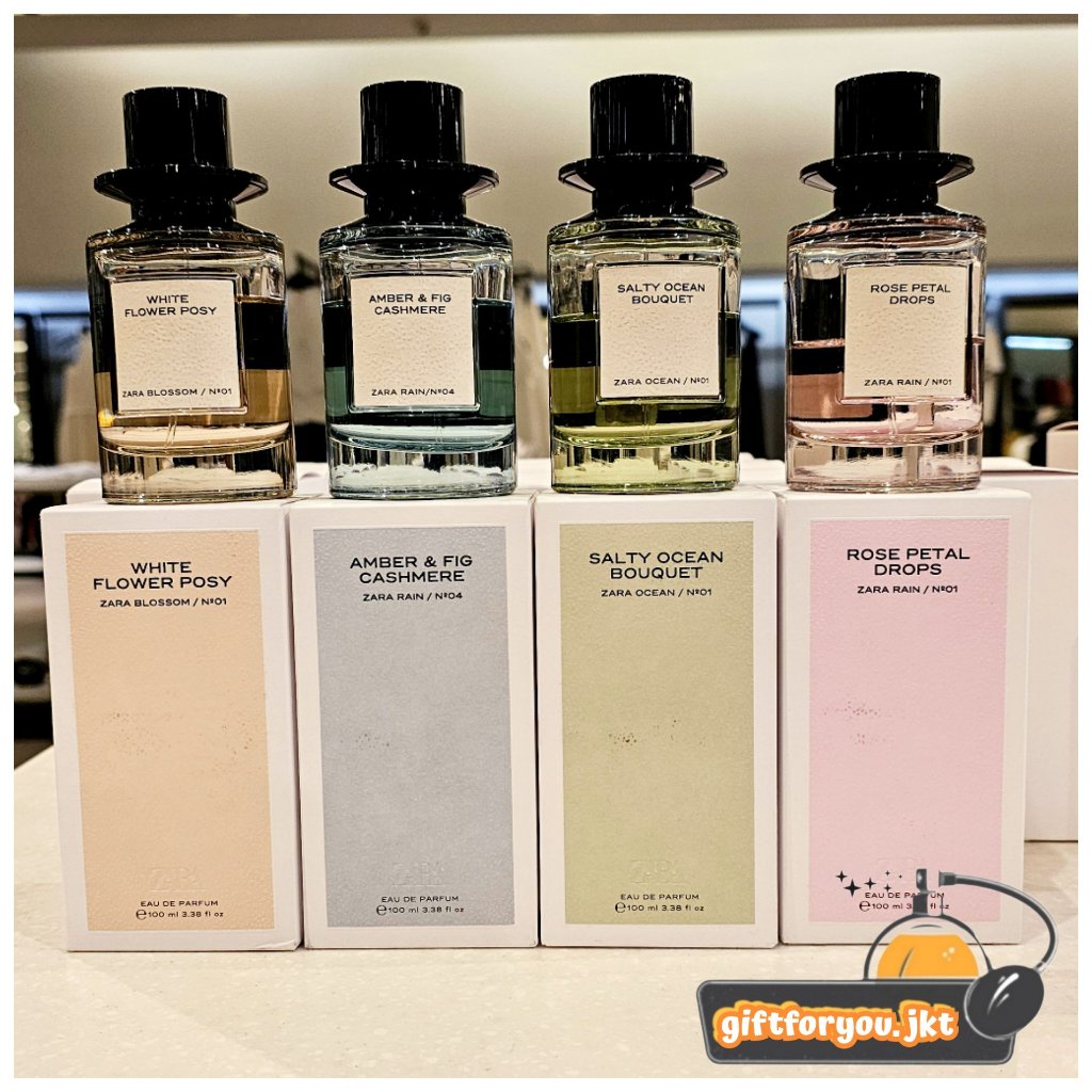 Parfum Zara Salty Ocean Bouquet / Rose Petal Drops / Amber & Fig Cashmere / White Flower Posy / Ceri