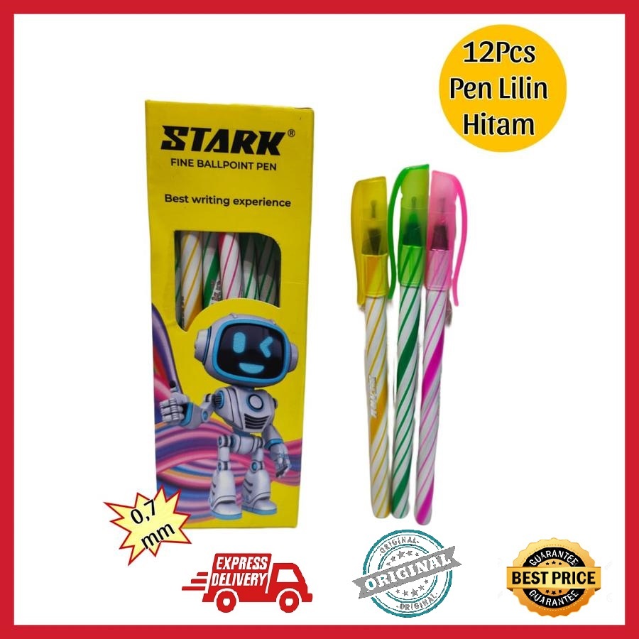 

PULPEN PEN LILIN MURAH 12 PCS STARK / PULPEN HITAM EKONOMIS