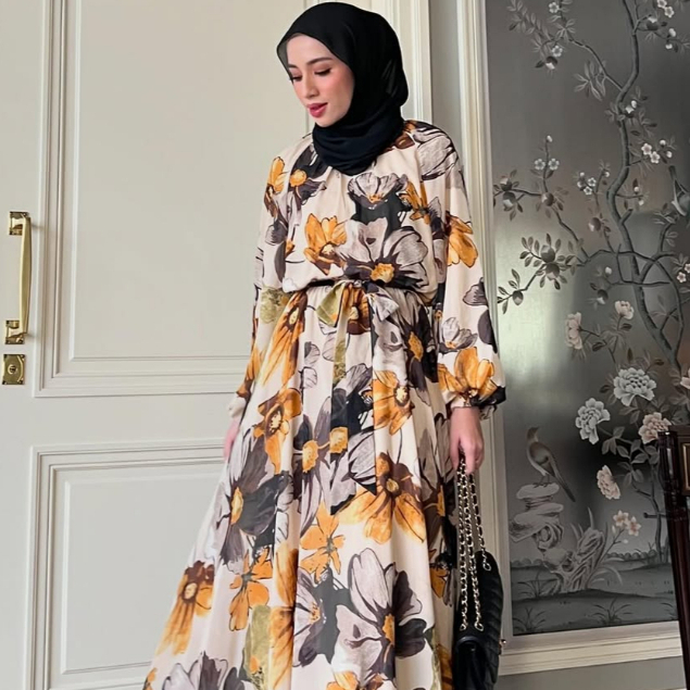 GONEGANI OFFICIAL - Maxi Dress Flowly Motif Bunga Scarlet Bloom Dress