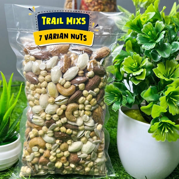 

Trail Mixs 7 Nuts Roasted Mete Almond Pistachio Walnut Panggang Kacang Arab Sunflower Seed