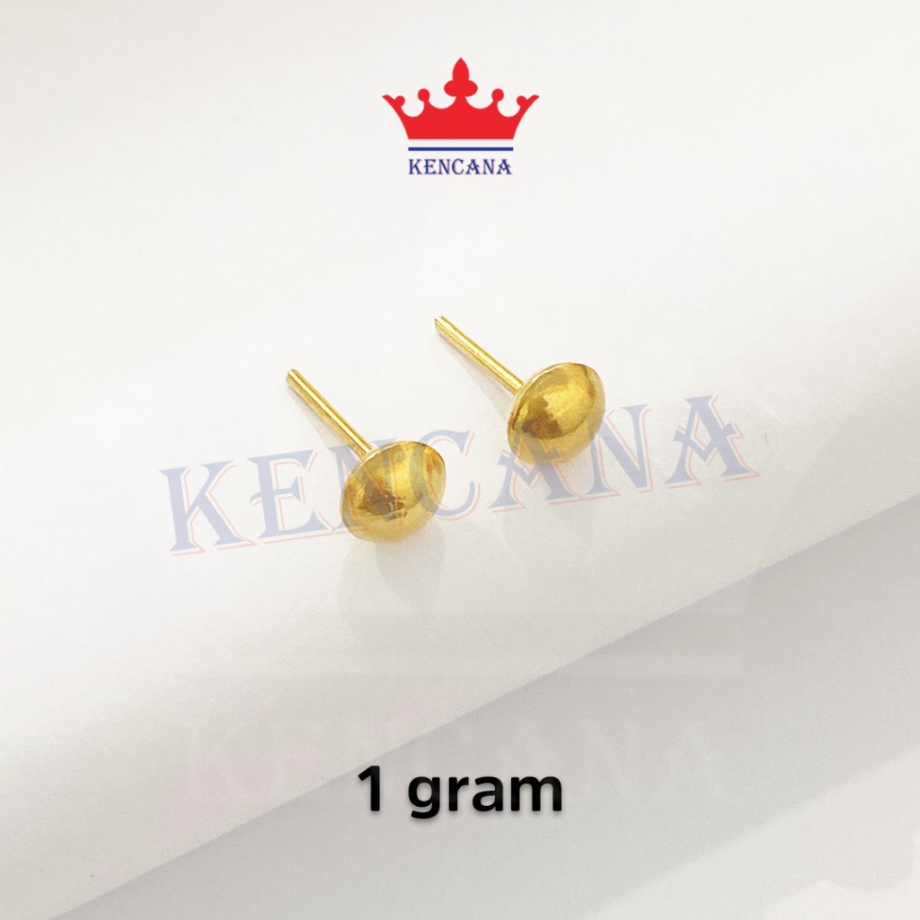 Anting Giwang Tusuk Pentol Polos Anak  Dewasa Perak Asli Silver 925 Sepuh Emas 24k