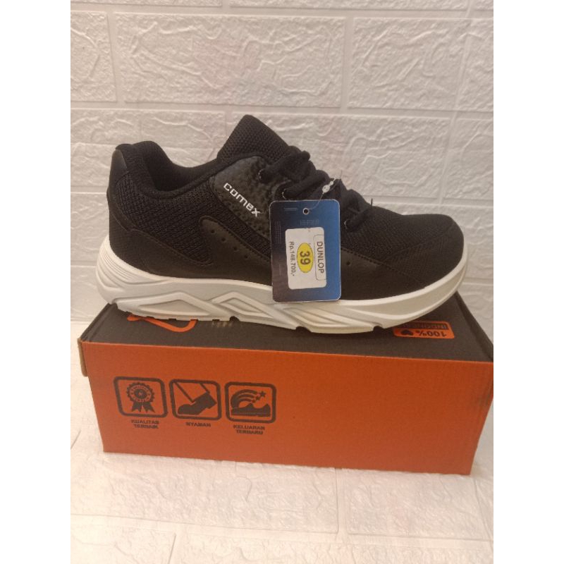 termurah sepatu sekolah tipe tali warna hitam putih ukuran 37-42 merek comex Pria Wanita Shoes