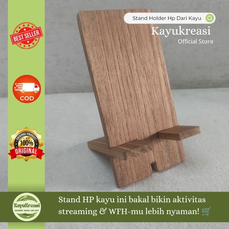 TERLARIS Stand Holder Kayu Tempat Hp/Dudukan Hp/Standing Hp Kayu Solid