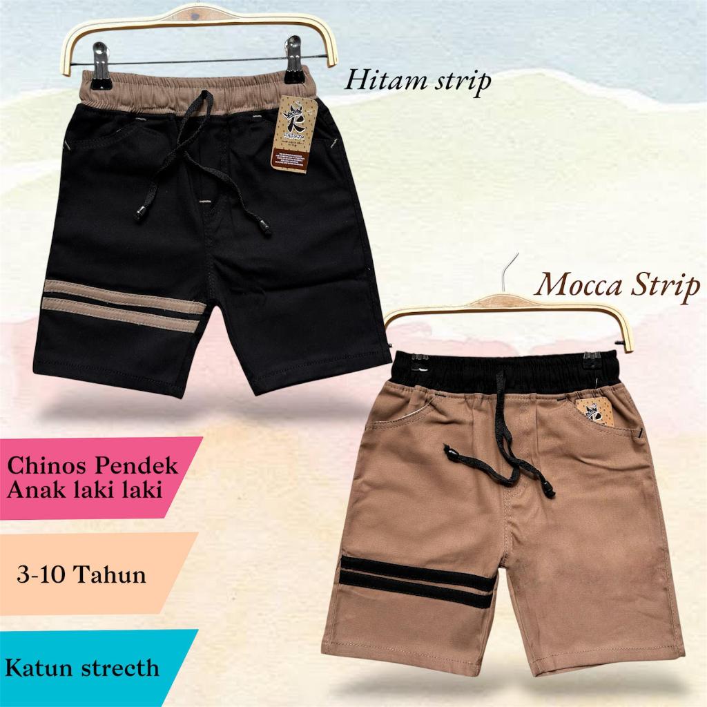 Piko celana chinos pendek anak laki laki usia 3-10 tahun bahan katun strecth