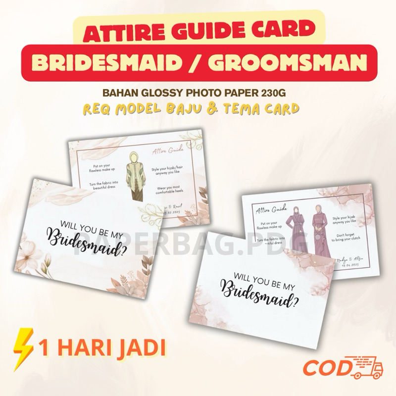 Attire Guide Card Bridesmaid & Groomsman | Kartu Bridesmaid | Kartu Bridesmaid | Attire Guide Brides