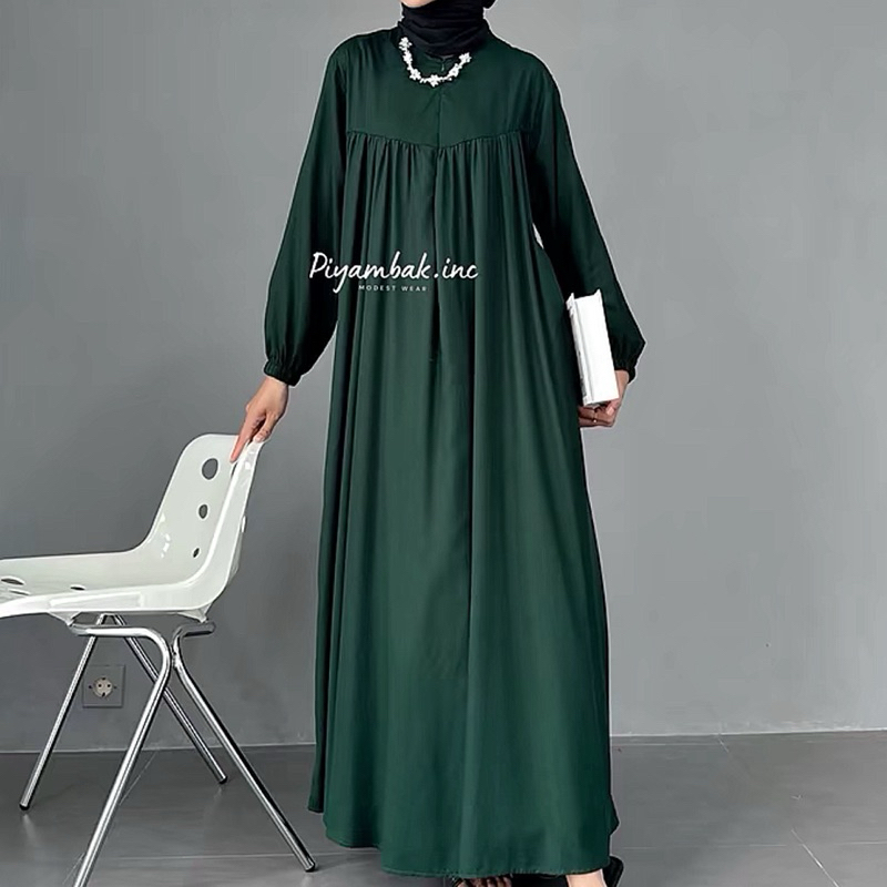 Bisa cod ld 110,120 130,140,150 gamis inara polos rayon twill gamis fuji jumbo rayon adem busui
