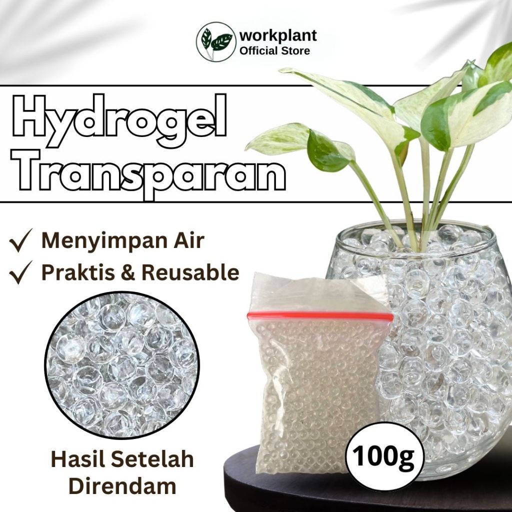 Workplant - Hydrogel (Water Beads) Transparan Media Tanam Hidroponik Tanaman Hias Warna Transparan