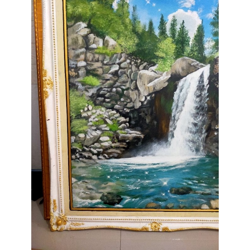 Lukisan kanvas pemandangan Air terjun