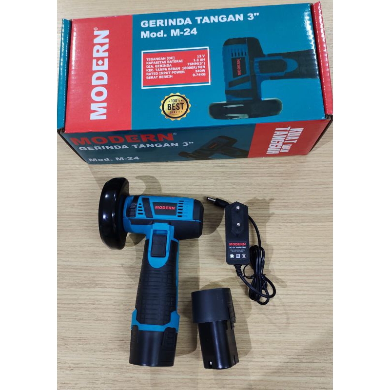 Modern M-24 mesin gerinda tangan mini brushless angle grinder cordless 12V - 2 baterai