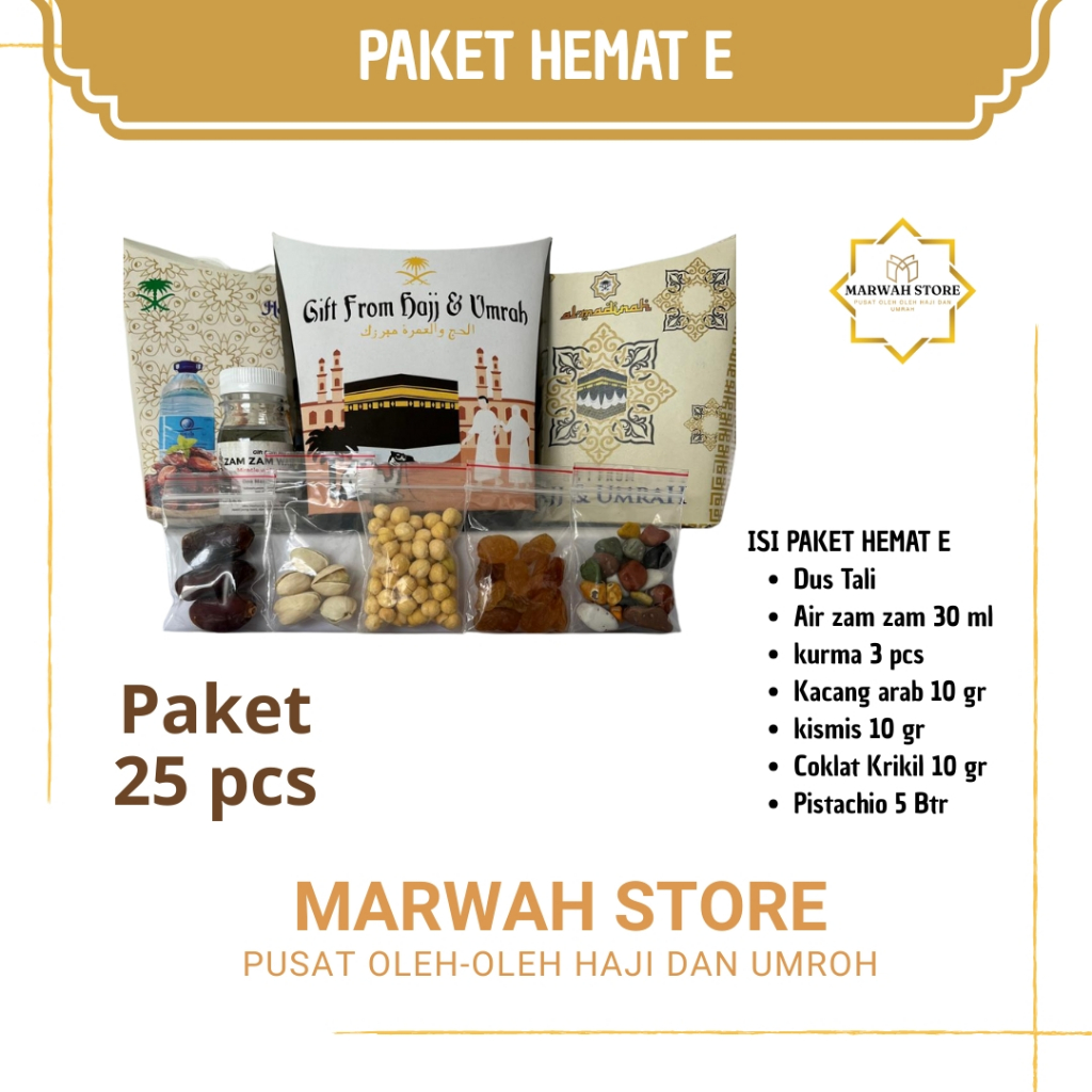 

Oleh-oleh Haji dan Umroh Paket Hemat E isi 25 Lengkap Air Zamzam