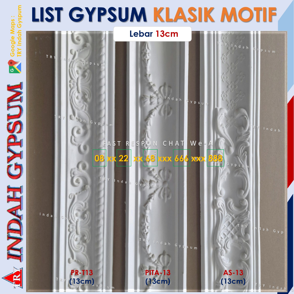 Lis Gipsum PLAFON motif KLASIK 13cm - Original TRYINDAH