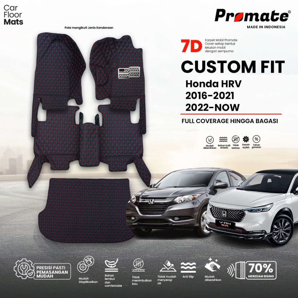 Karpet 7D Promate Premium Car Mats Mobil HRV 2016 Fullset Bagasi / Karpet HRV 2016