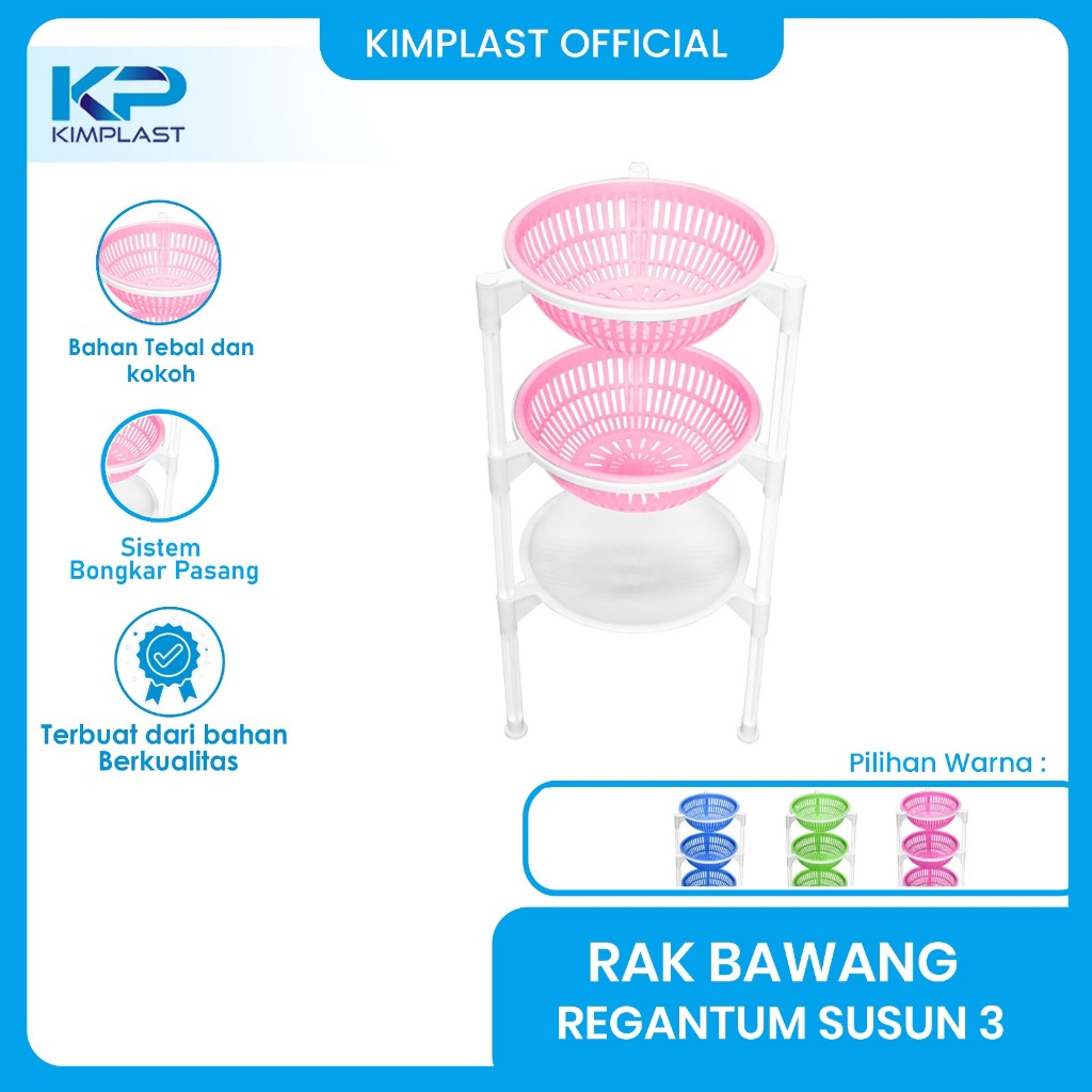 KIMPLAST Rak Bawang Regatum Susun 3/ Rak Dapur/ Rak Sayur/ Rak Bumbu Dapur/ Rak Plastik