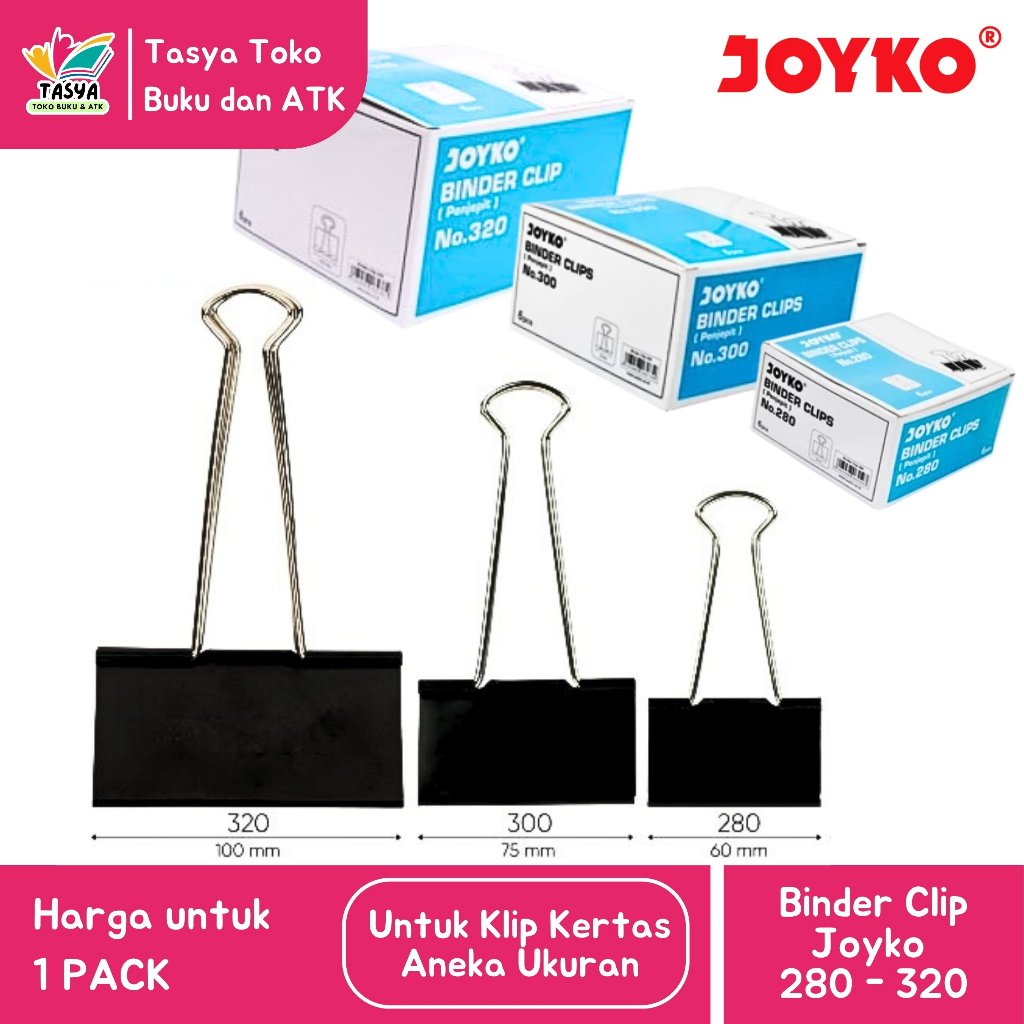 

(1 PACK / 6 PCS) Klip Penjepit Kertas Besar / Binder Clip Besar JOYKO Aneka Ukuran 280 - 320