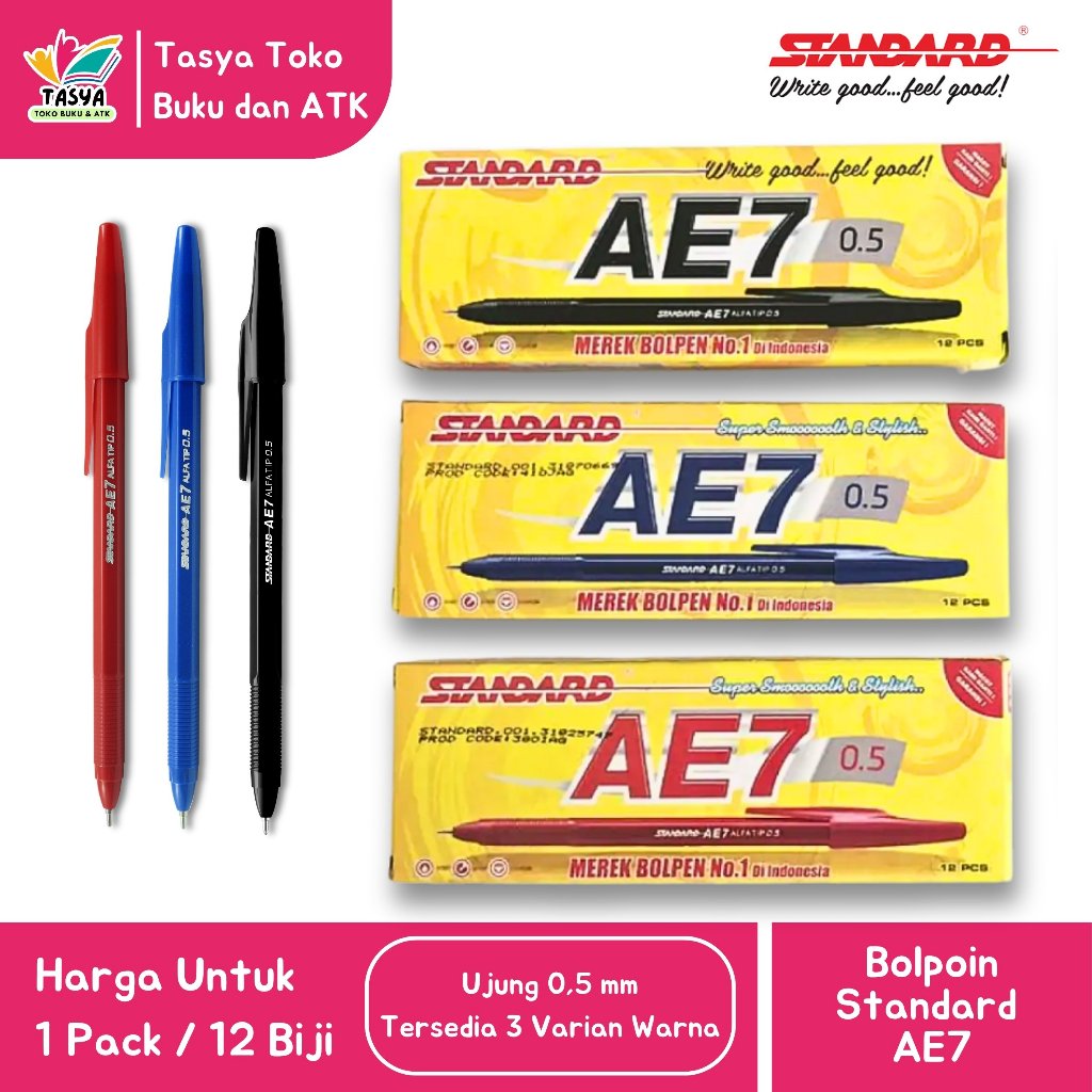 

(1 PACK / 12 PCS) Bolpoin / Bulpen / Pena Standard AE7 0.5