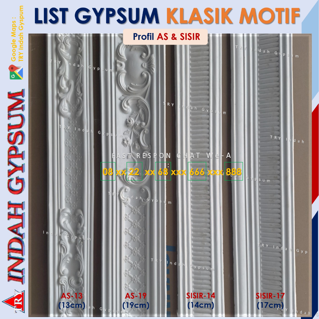 List Gypsum KLASIK motif AS & SISIR 13-19cm - Original TRYINDAH