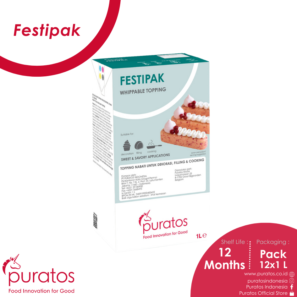 

Puratos Festipak / Whipping Cream / Whippable Topping - 1L