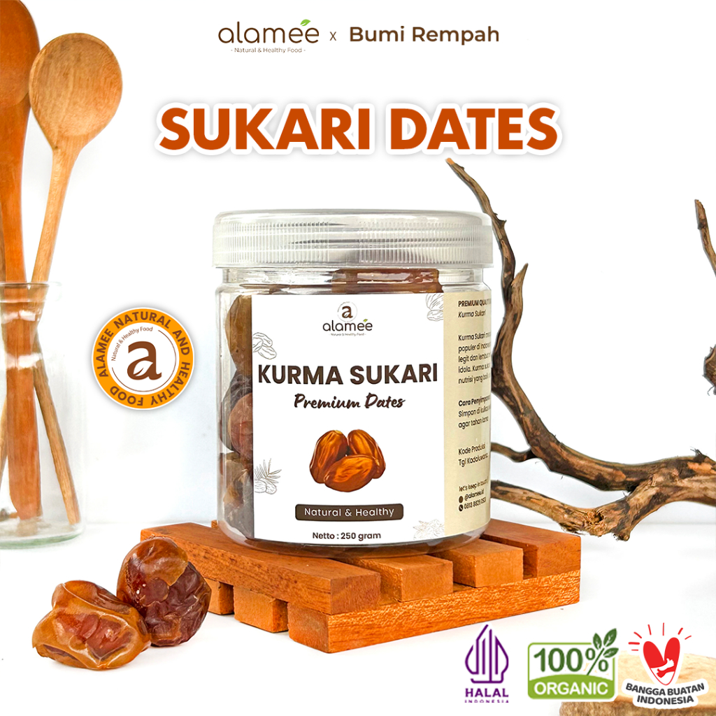 

ALAMEE Kurma Sukari Sukkari Dates 250 gram Premium Manis Lembut Manis Date Grade A bumi rempah