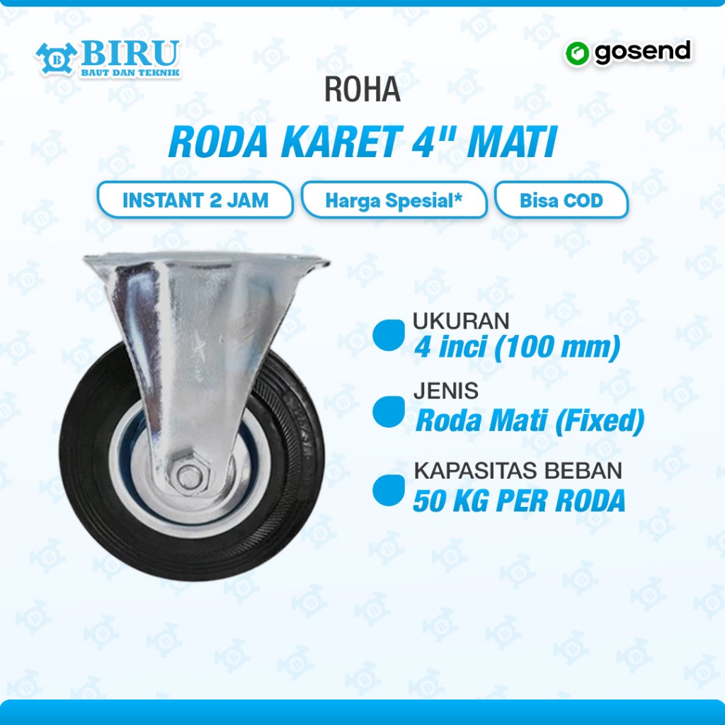 Roda Troli 4 inch Mati Roda Karet Roda Etalase Roda Gerobak