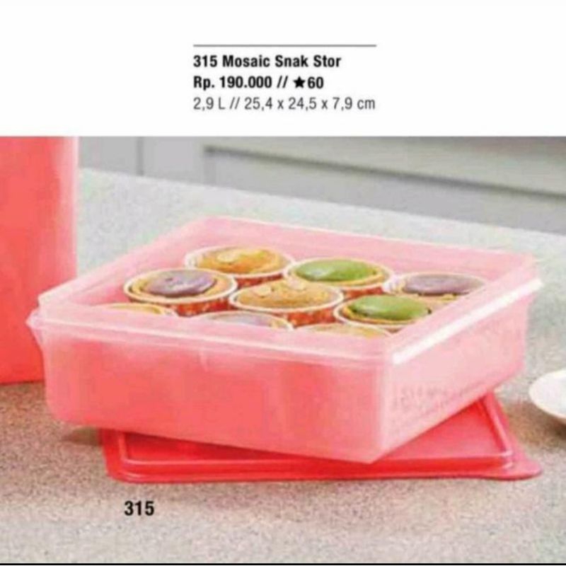Mosaic SNACK STOR big size | Merah | Red | Tupperware | ORI