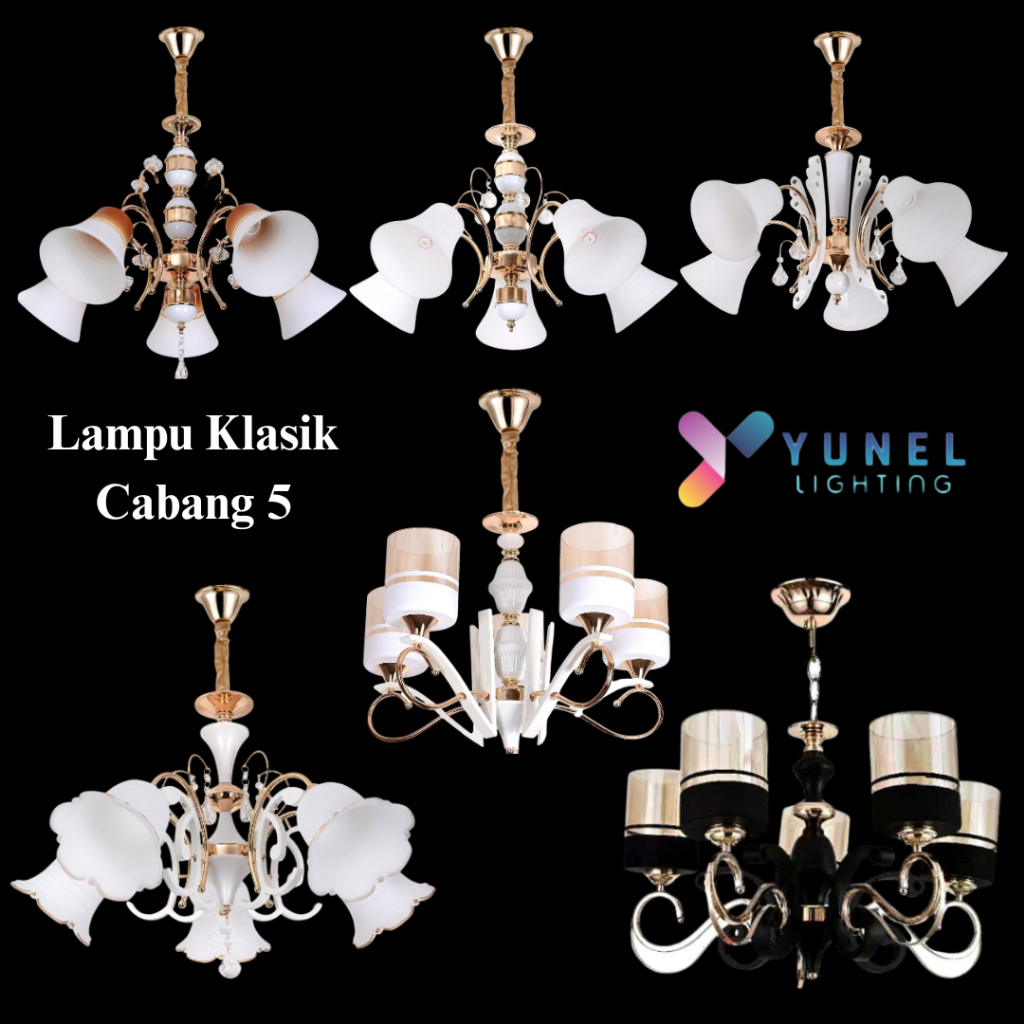 Lampu Gantung Klasik Cabang 5 / Ruang Tamu/Ruang Makan