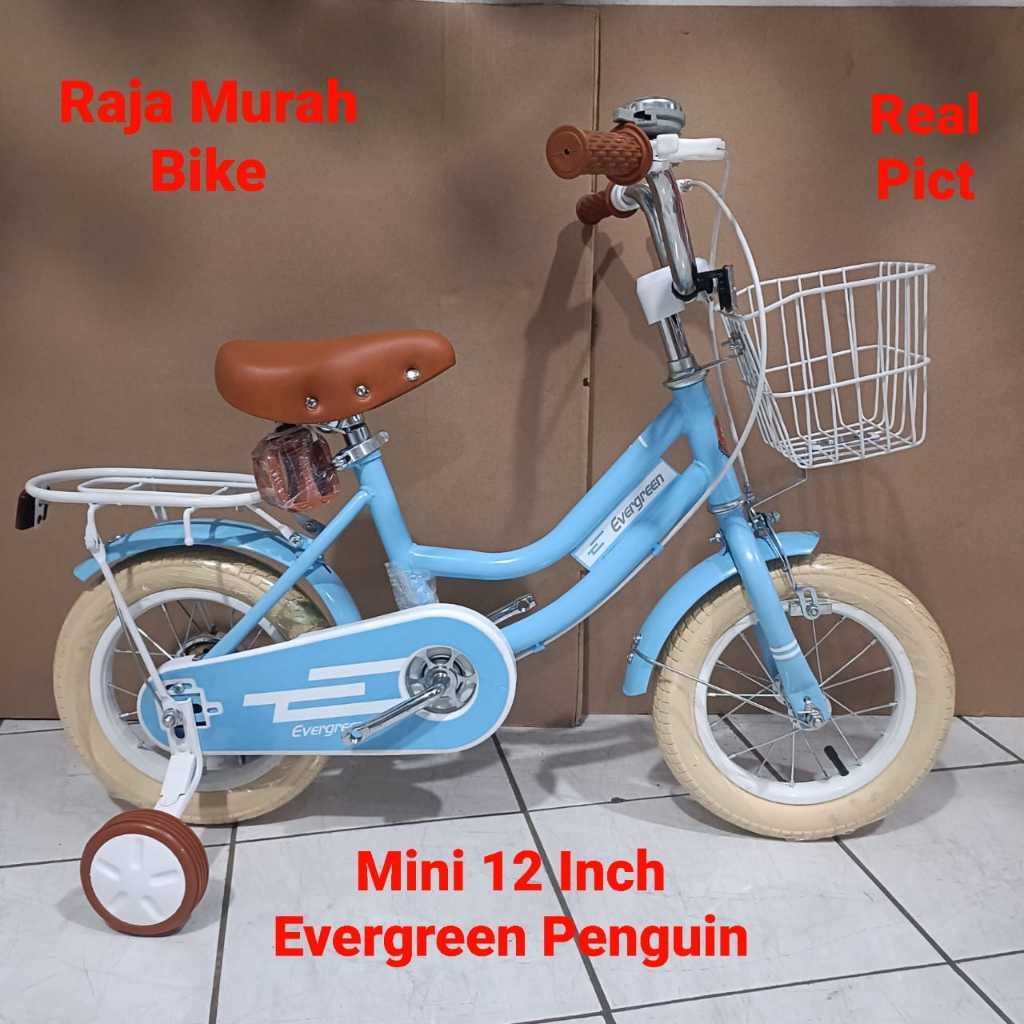 Sepeda Anak Mini 12 Inch Evergreen Penguin Sepeda Anak Perempuan Evergreen Penguin Ban Cream 12 Inch