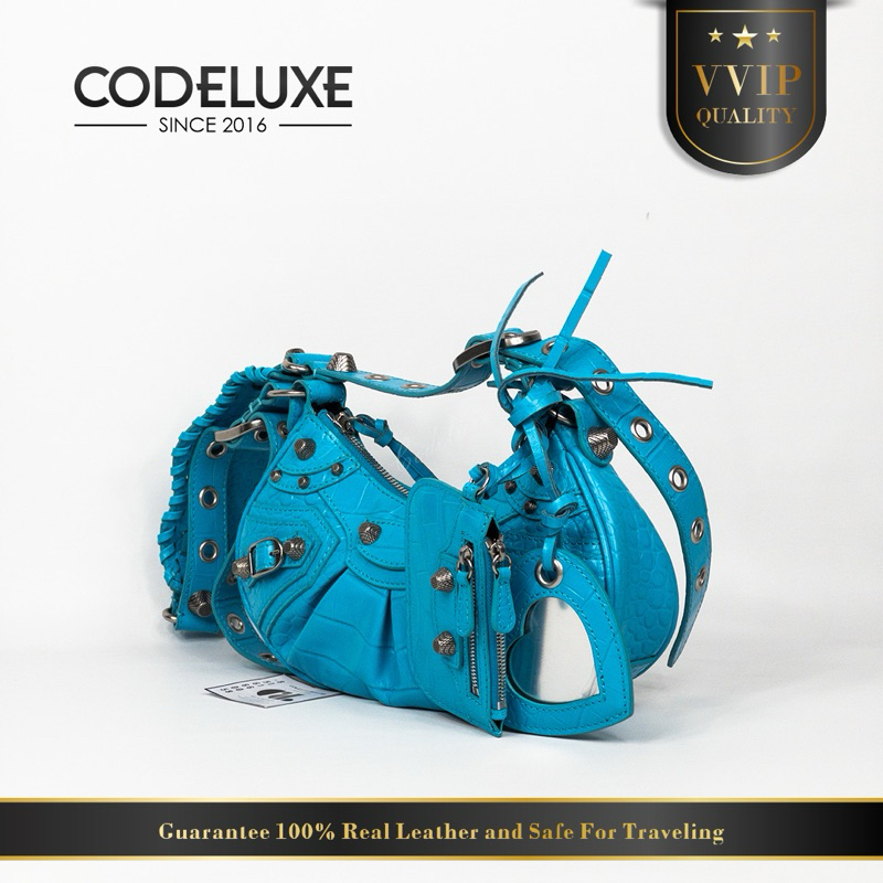 Le Cagole XS Bag Blue Croco SHW