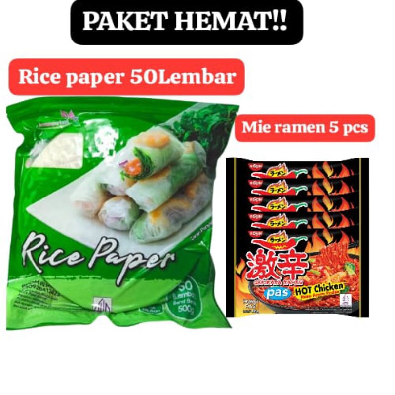 

Rice Paper 50 Lembar + Mie Ramen Pedas 5pcs – Cocok untuk Spring Roll & Praktis
