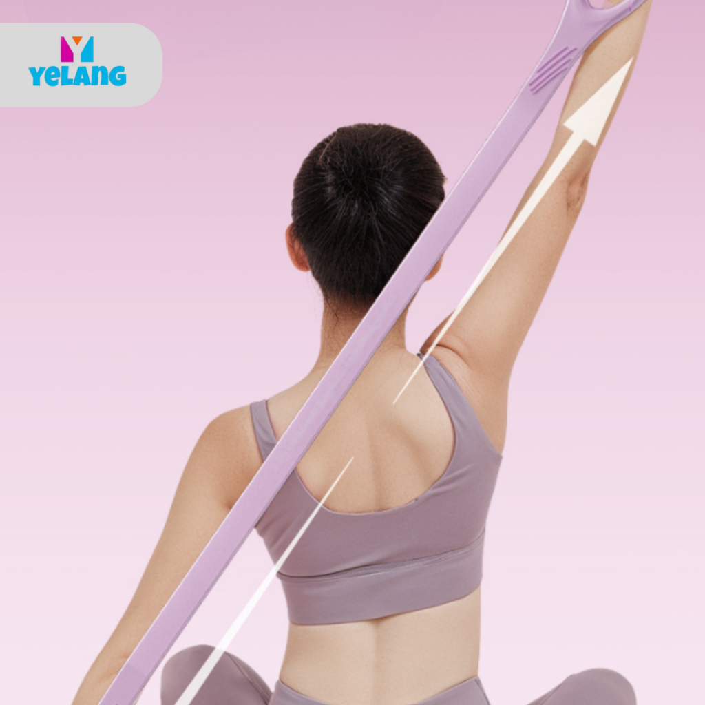 Tali Peregangan Yoga Elastis Tebal Silikon Penarik Bahu Latihan Punggung Wanita Pull Rope Pilates
