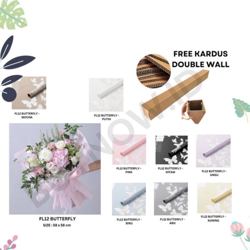

5 LEMBAR - FL 12 BUTTERFLY DANCE KERTAS BUNGA BUKET MOTIF KUPU KUPU MODERN FLORIST CELLOPHANE