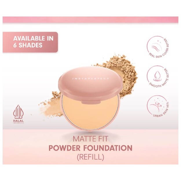 Instaperfect Refill Matte Fit Powder Foundation 13G Bedak Padat Compact Smooth Wardah 100%ORI