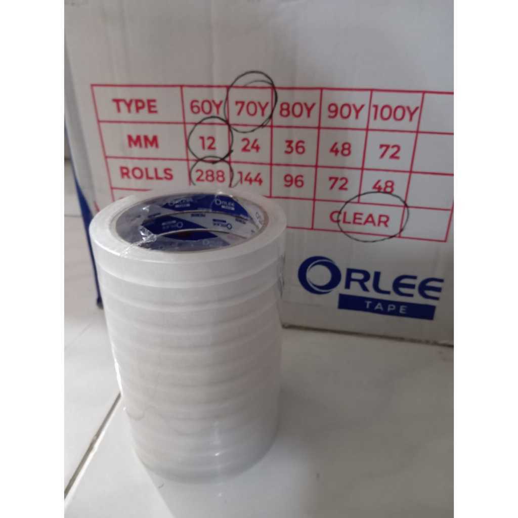 

Solasi / Tape / Selotip / Isolasi Bening ORLEE 12mm dan 24mm (1 SLOP)