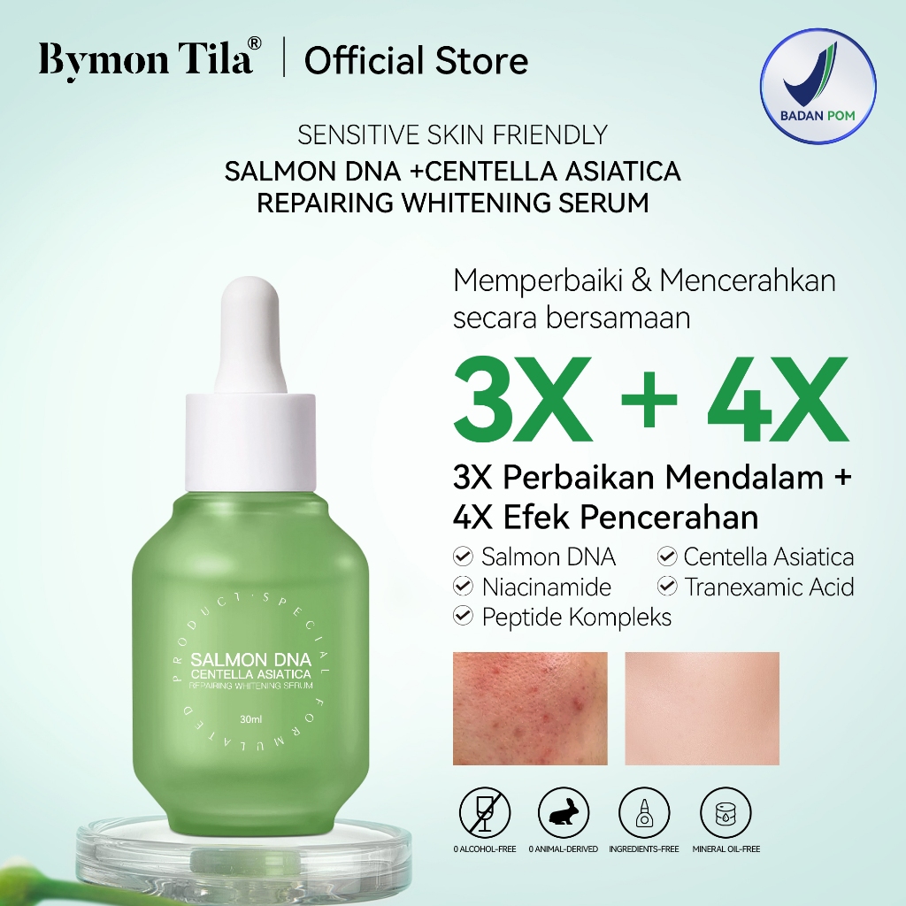 BymonTila 30mL Salmon DNA Centella Asiatica Whitening Serum Aman Untuk Kulit Sensitif - Melembapkan,
